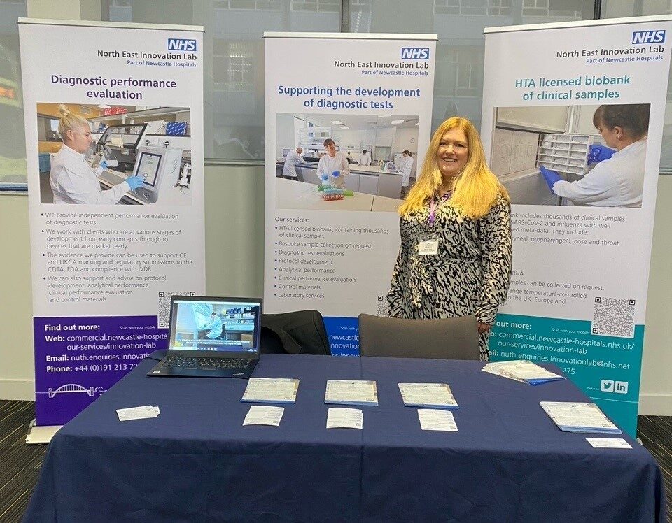 Commercial manager Melanie Shield by the stand for the North East Innovation Lab.