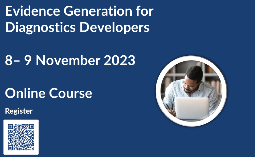 A flyer advertising the event. There is white wording and a dark blue background. There is also an image of a man working on a laptop in a circular picture.