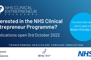 Image shows a flyer to sign up to clinical entrepreneur programme